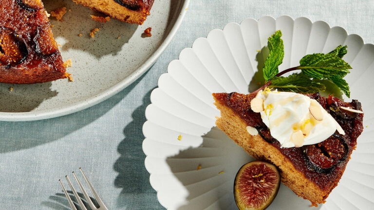 Fig Upside-Down Cake with Whipped Cream